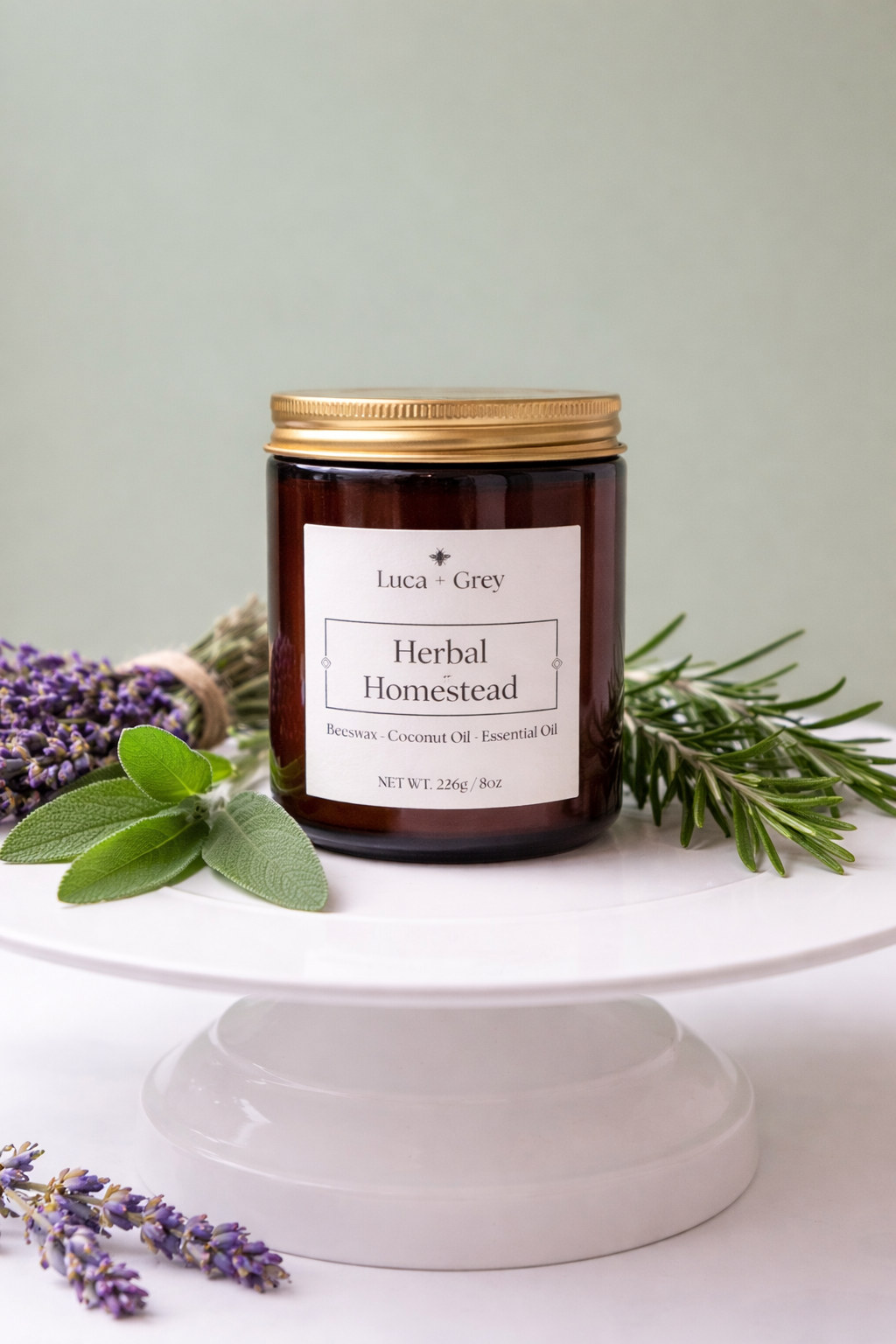 Herbal Homestead Beeswax Candle | Luca & Grey Candles