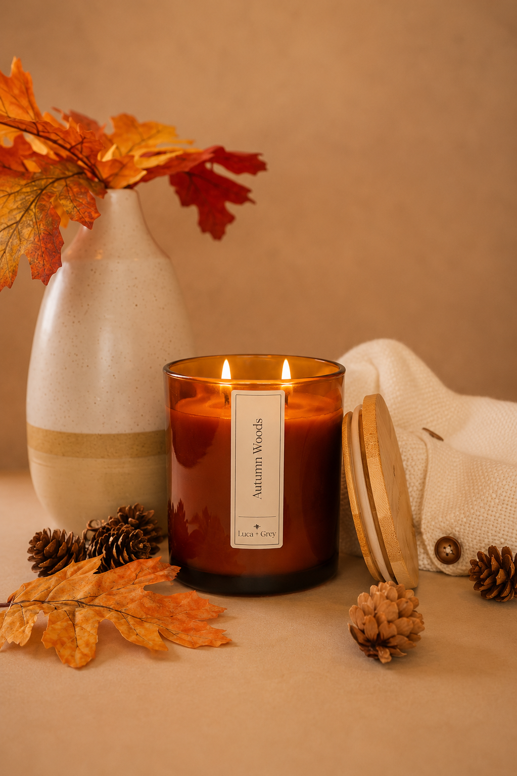 Autumn Woods Beeswax Candle