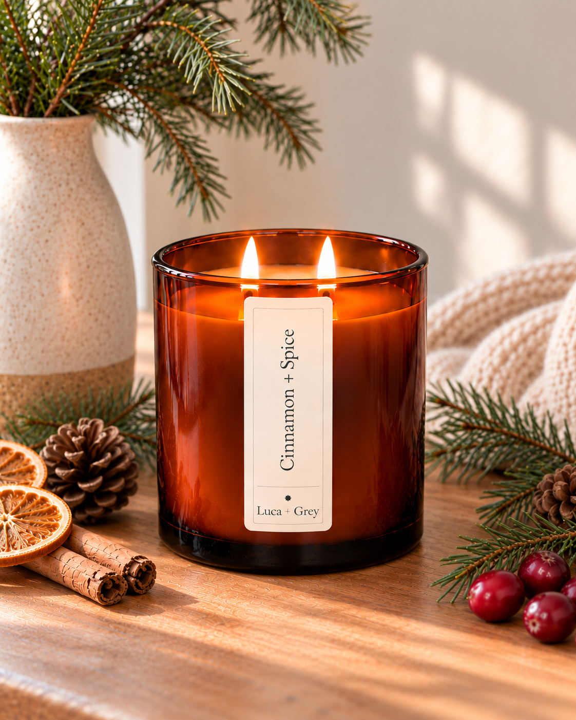 Cinnamon + Spice Beeswax Candle