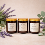 Lavender Trio — three hand-poured lavender beeswax candles