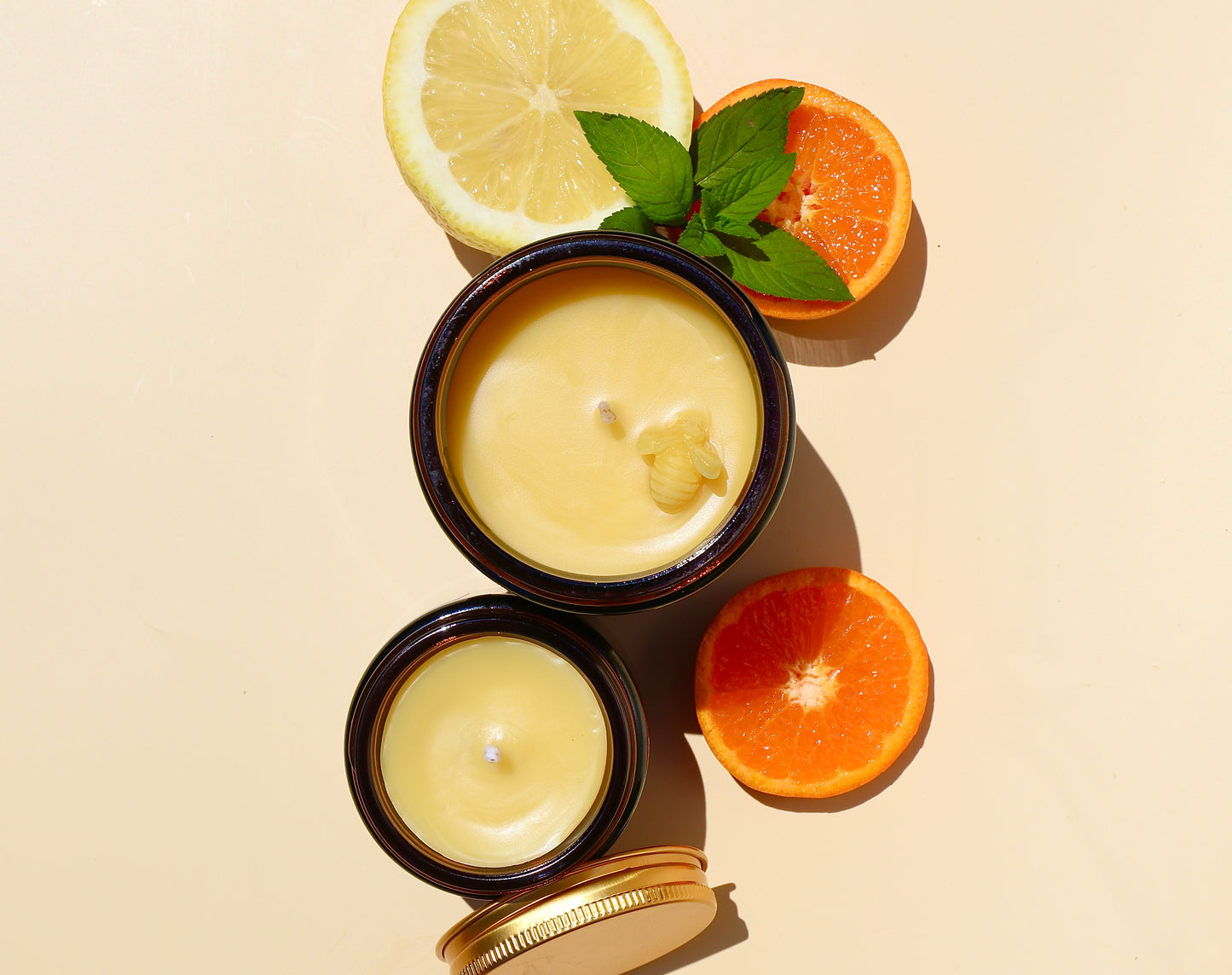 Summer Citrus Beeswax Candle (Citrus Essential oils + Spearmint)