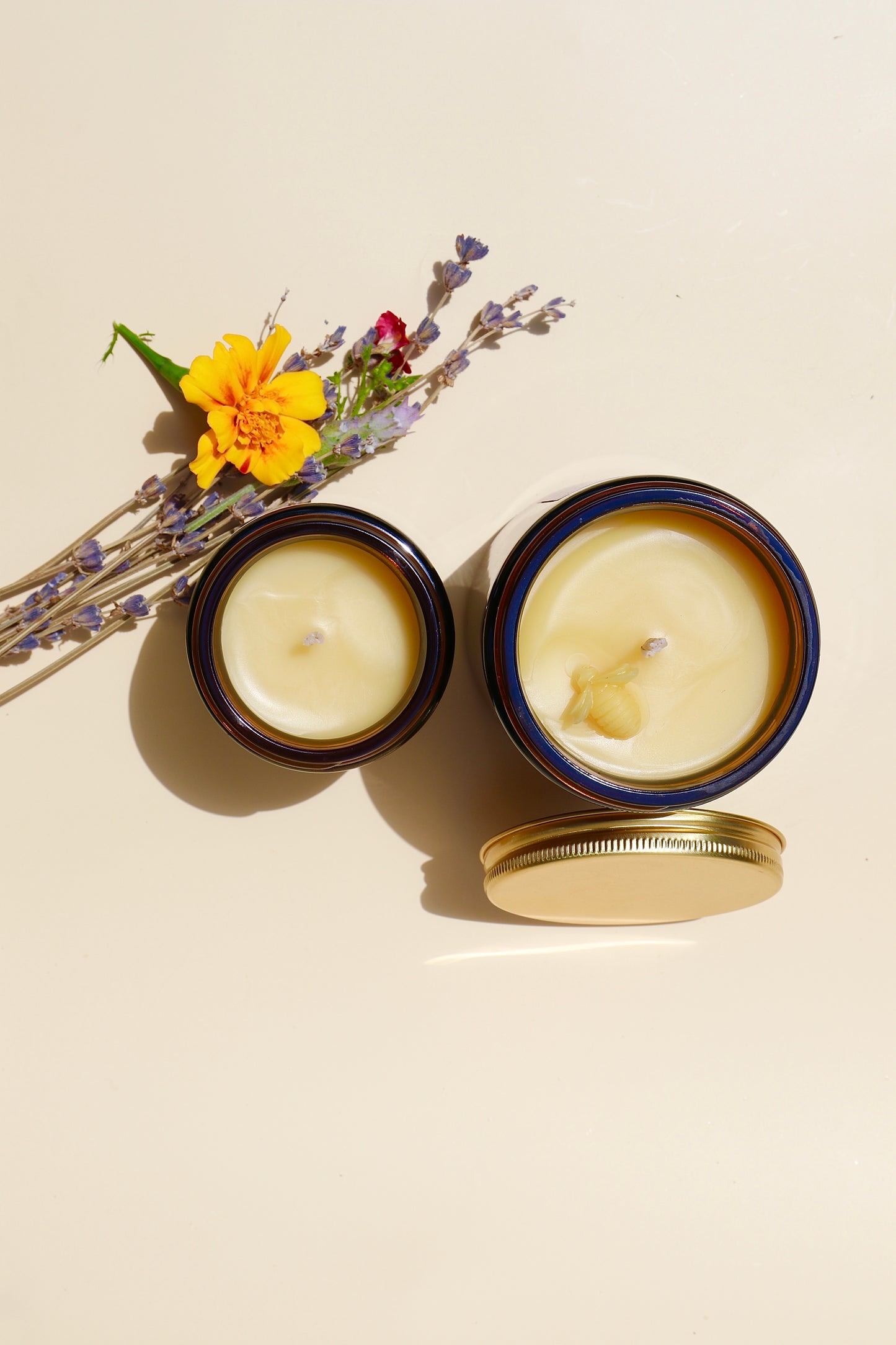 Wildflower Beeswax Candle (Geranium + Lavender + Lemongrass)