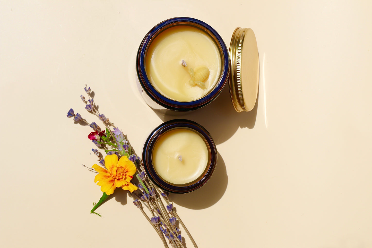 Wildflower Beeswax Candle (Lavender + Geranium + Lemongrass)