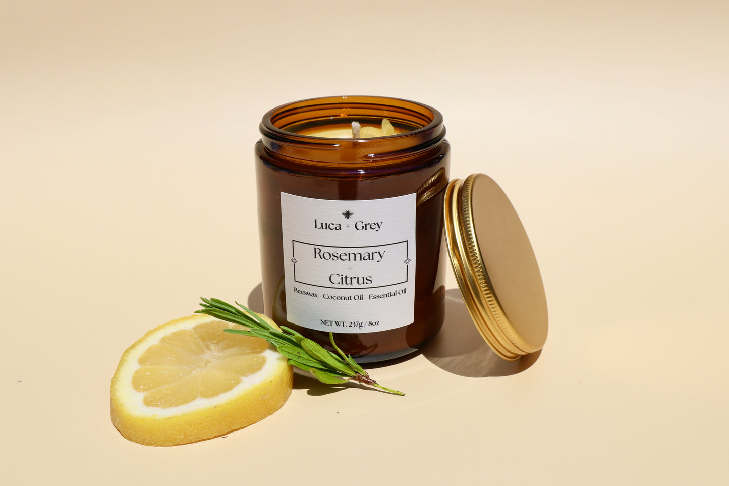 Rosemary + Citrus Beeswax Candle