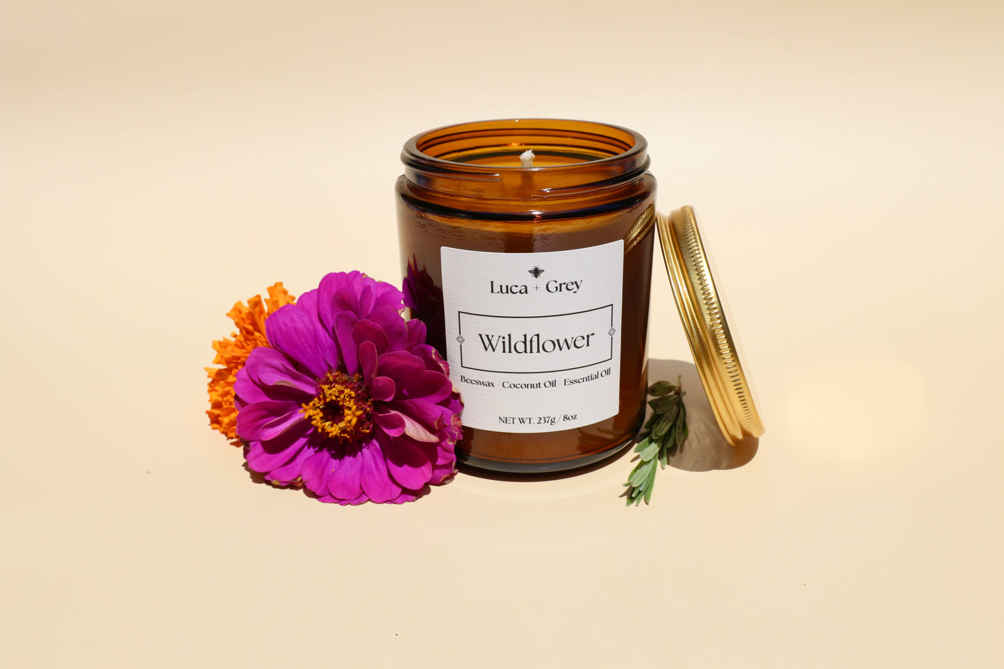 Wildflower Beeswax Candle (Geranium + Lavender + Lemongrass)