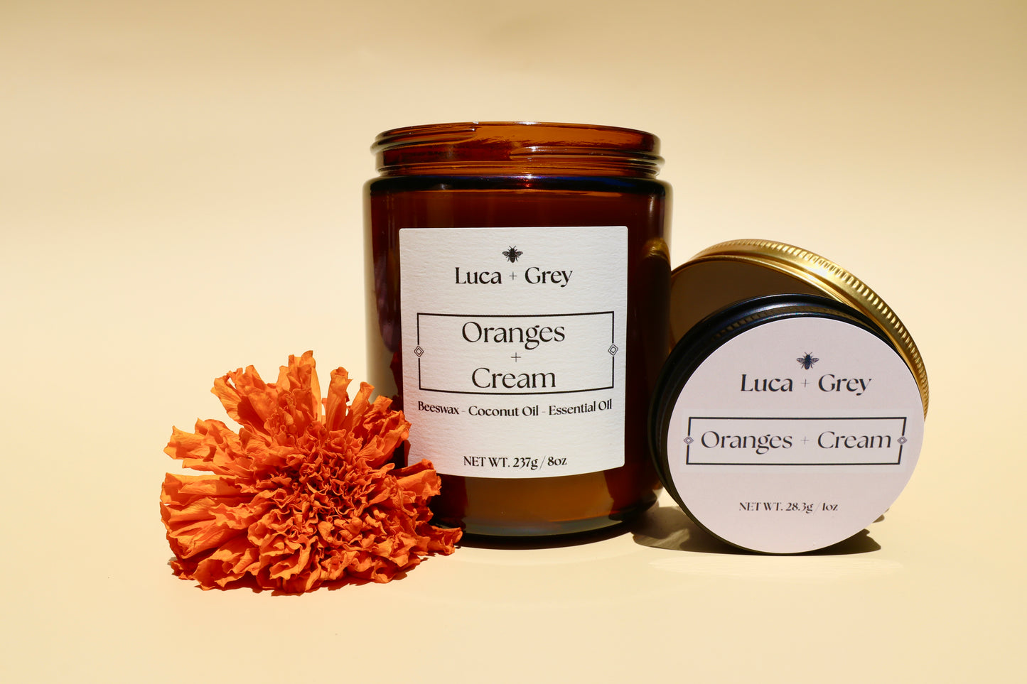 Oranges + Cream Beeswax Candle (Blood Orange + Lavender + Vanilla)