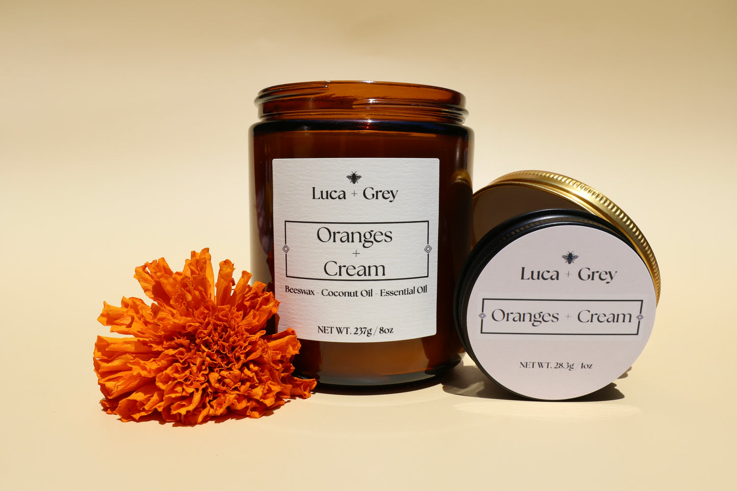 Oranges + Cream Beeswax Candle (Blood Orange + Lavender + Vanilla)