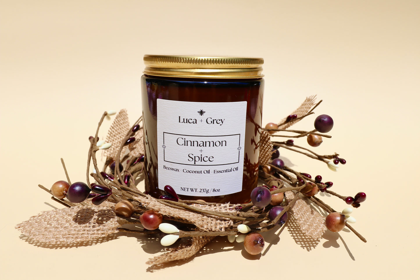 Cinnamon + Spice Beeswax Candle {Fall Collection}