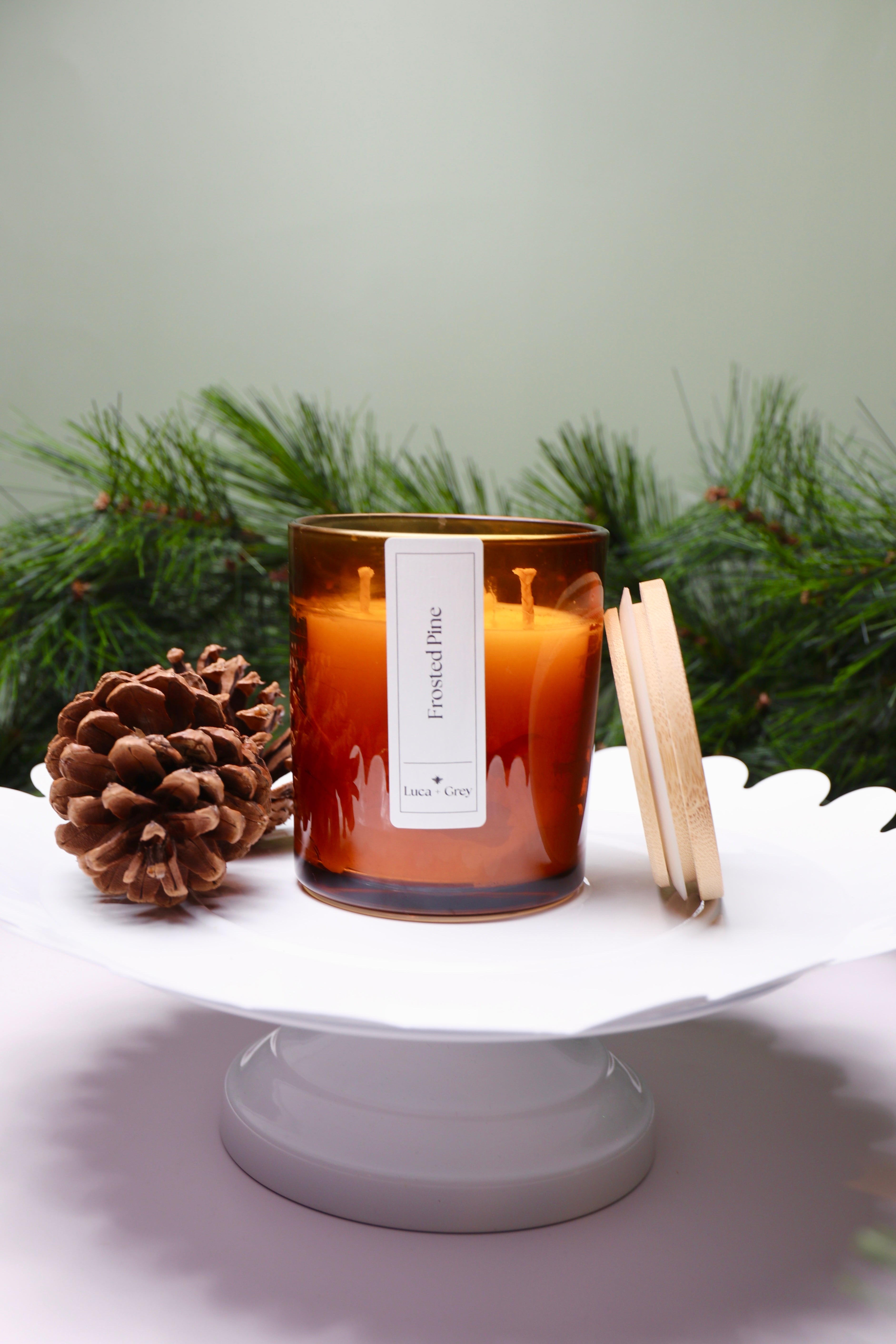 Frosted Pine Beeswax Candle