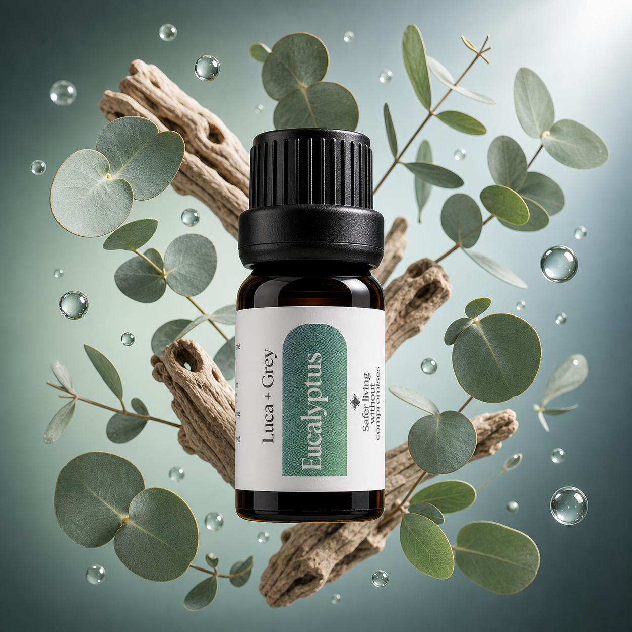 Luca + Grey styled essential oil hero: Eucalyptus Essential Oil (2026-05-01)