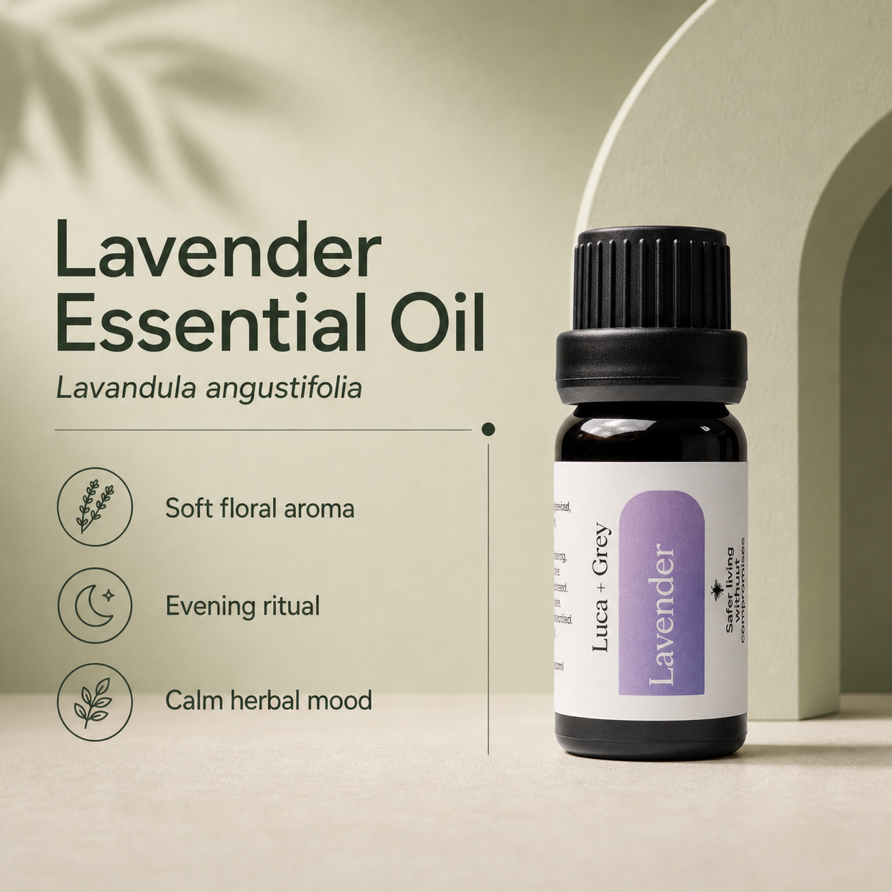 Luca + Grey PDP essential oil image: Lavender Essential Oil - informational static (2026-05-22)