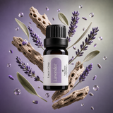 Luca + Grey styled essential oil hero: Lavender Essential Oil (2026-05-01 varied-gradient-v2)