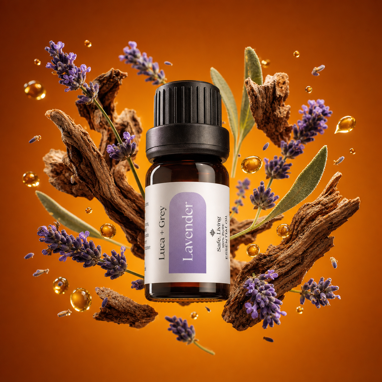 Luca + Grey styled essential oil hero: Lavender Essential Oil (2026-05-01)