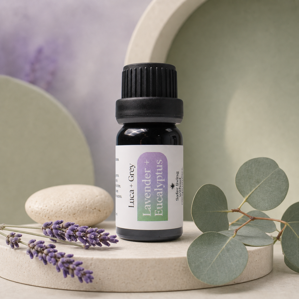 Luca + Grey PDP essential oil image: Lavender + Eucalyptus Essential Oil Blend - scent story (2026-05-22)
