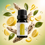 Luca + Grey styled essential oil hero: Lemon Essential Oil (2026-05-01 varied-gradient-v2)