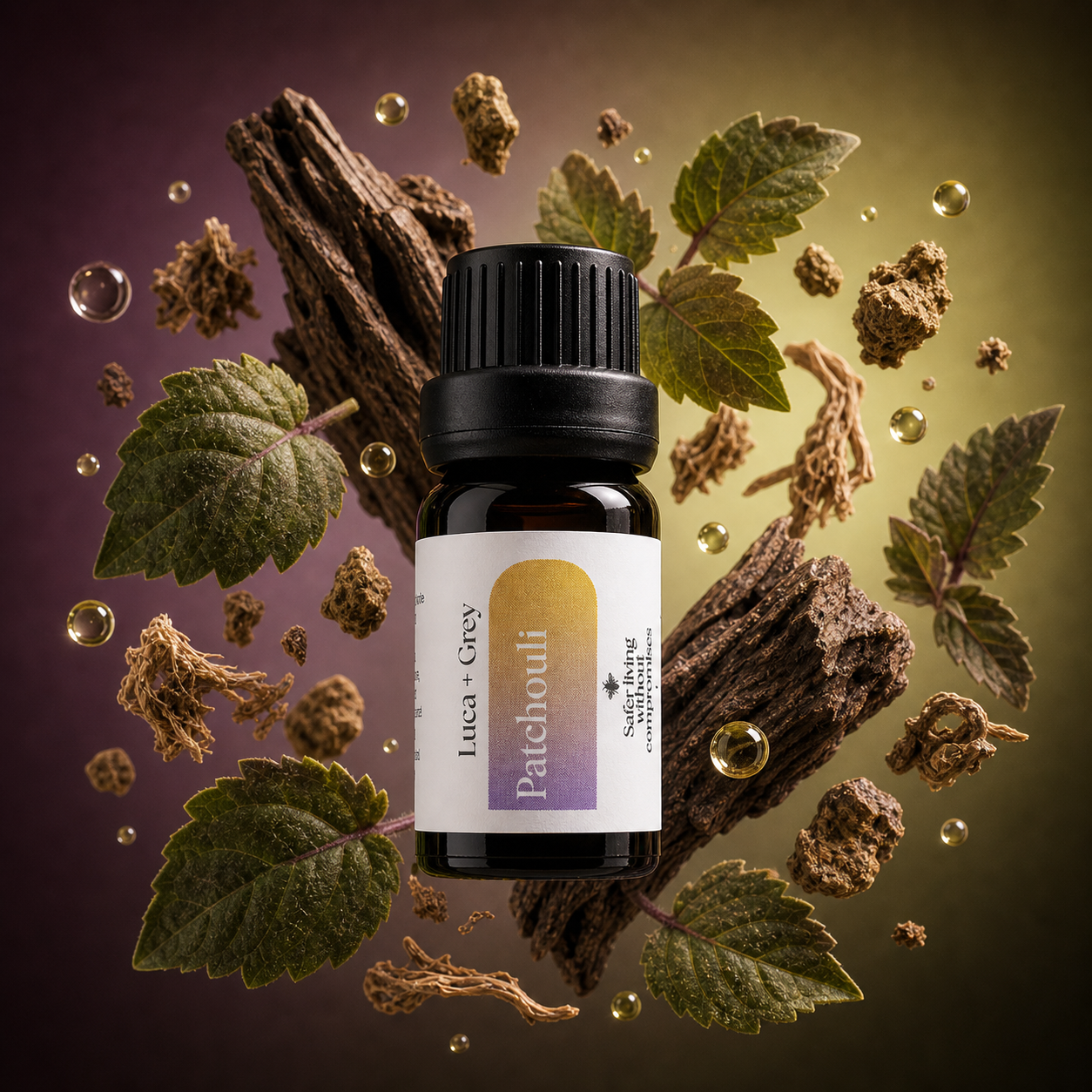 Luca + Grey styled essential oil hero: Patchouli Essential Oils (2026-05-01)